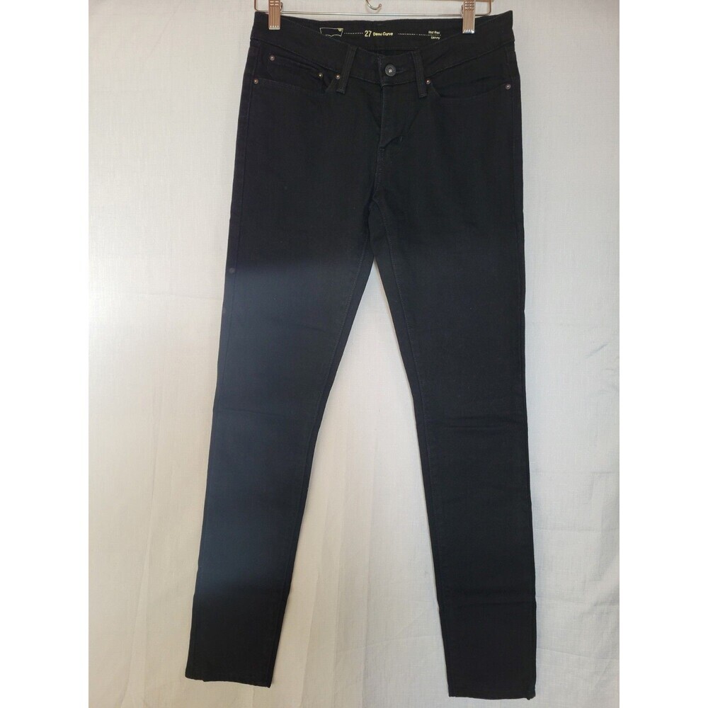 Levi's Womens Black Cotton Blend Curvy Skinny Jeans Solid Size 27 - Picture 2 of 10
